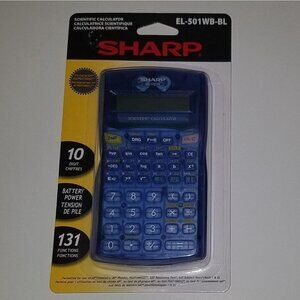 NEW Sharp Scientific Calculator EL-501 WB-BL Blue 10 Digit 131 Functions